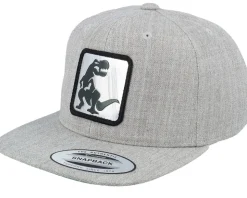 Kids Dino Silver Patch Heather Grey Snapback - Kiddo Cap