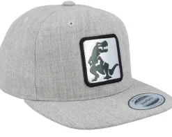 Kids Dino Silver Patch Heather Grey Snapback - Kiddo Cap