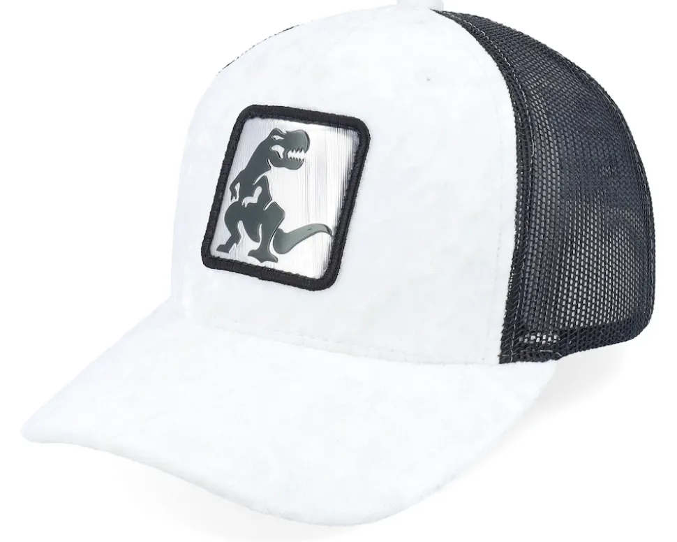 Kids Dino Silver Patch Velvet White/Black A-Frame Trucker - Calza Pennello