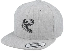 Kids Dino Skull T-Rex Heather Grey Snapback - Kiddo Cap