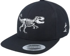 Kids Dino T-rex Bone Skull Black/Black Snapback - Kiddo Cap