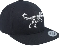 Kids Dino T-rex Bone Skull Black/Black Snapback - Kiddo Cap