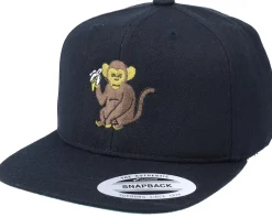 Kids Eat Bananas Monkey Black Snapback - Kiddo Cap