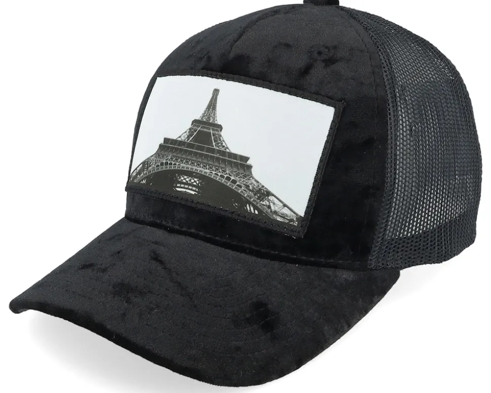 Kids Eiffel Tower Velvet Black A-Frame Trucker - Calza Pennello
