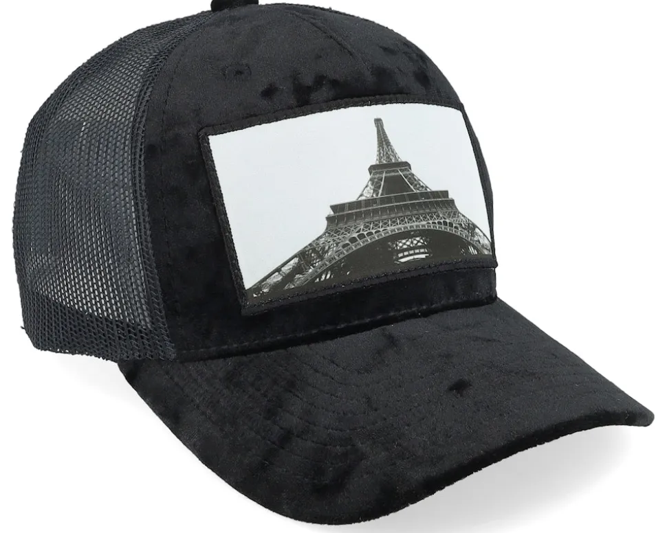 Kids Eiffel Tower Velvet Black A-Frame Trucker - Calza Pennello