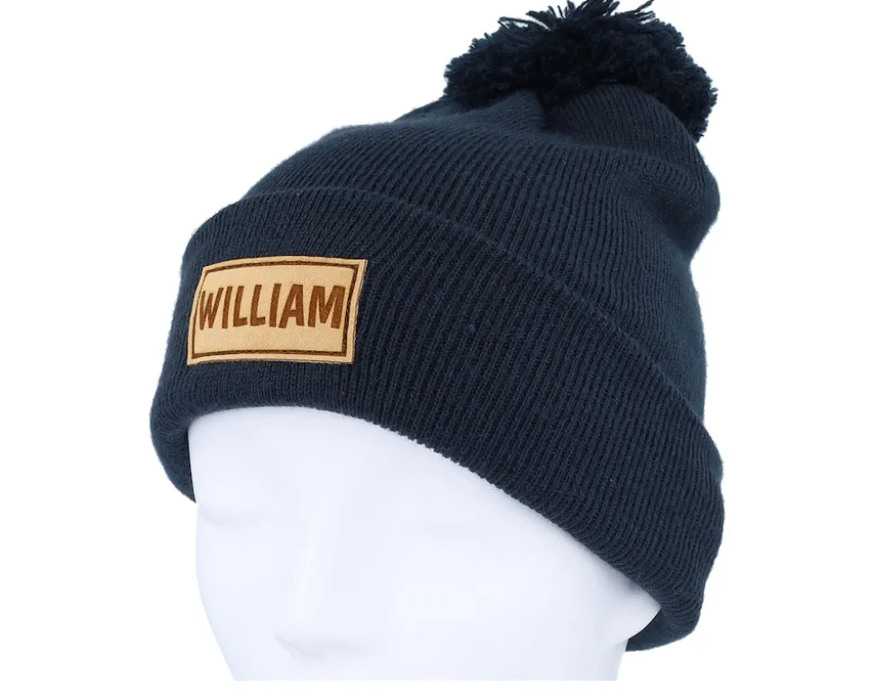 Kids Engraved Suede Patch French Navy Pom - Beechfield