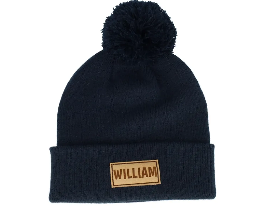 Kids Engraved Suede Patch French Navy Pom - Beechfield