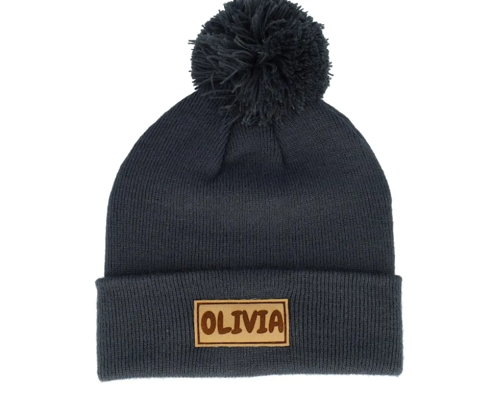 Kids Engraved Suede Patch French Navy Pom - Beechfield