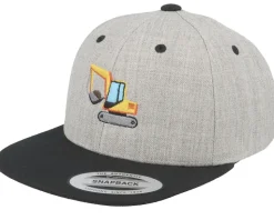 Kids Excavator Heather Grey/Black Snapback - Kiddo Cap