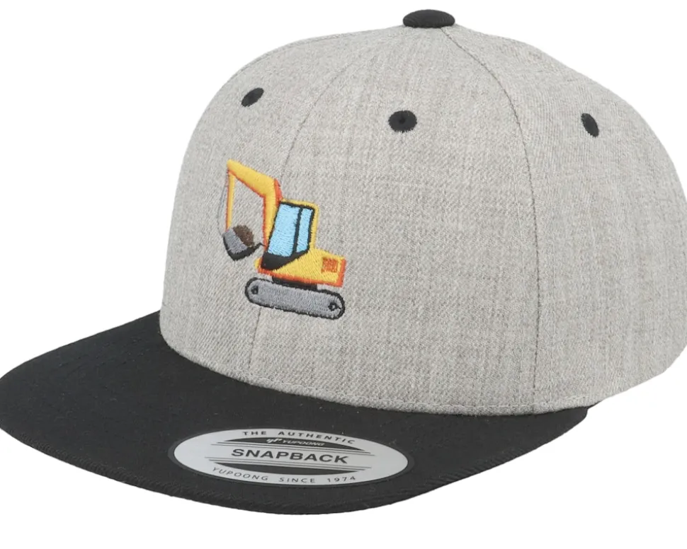 Kids Excavator Heather Grey/Black Snapback - Kiddo Cap