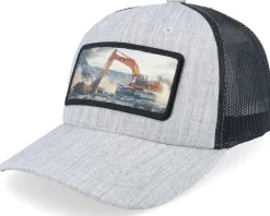 Kids Excavator Patch Heather Grey/Black Trucker - Kiddo Cap