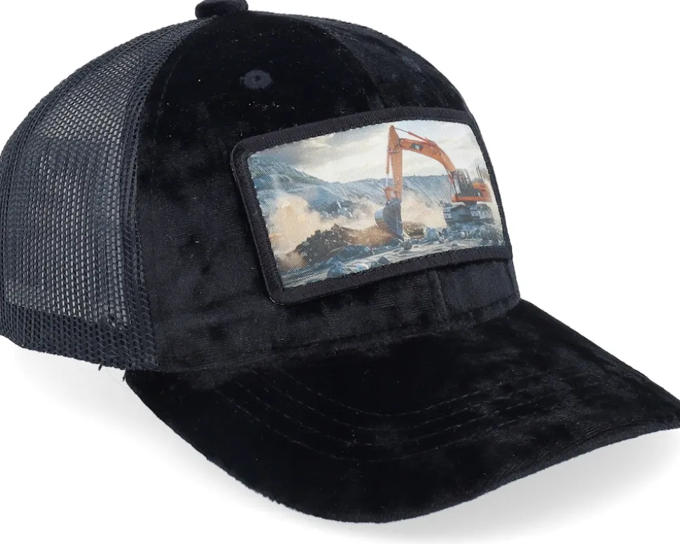 Kids Excavator Velvet Black Trucker - Calza Pennello