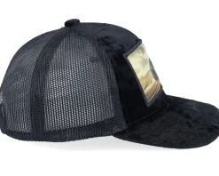 Kids Farming Tractor Patch Velvet Black Trucker - Kiddo Cap