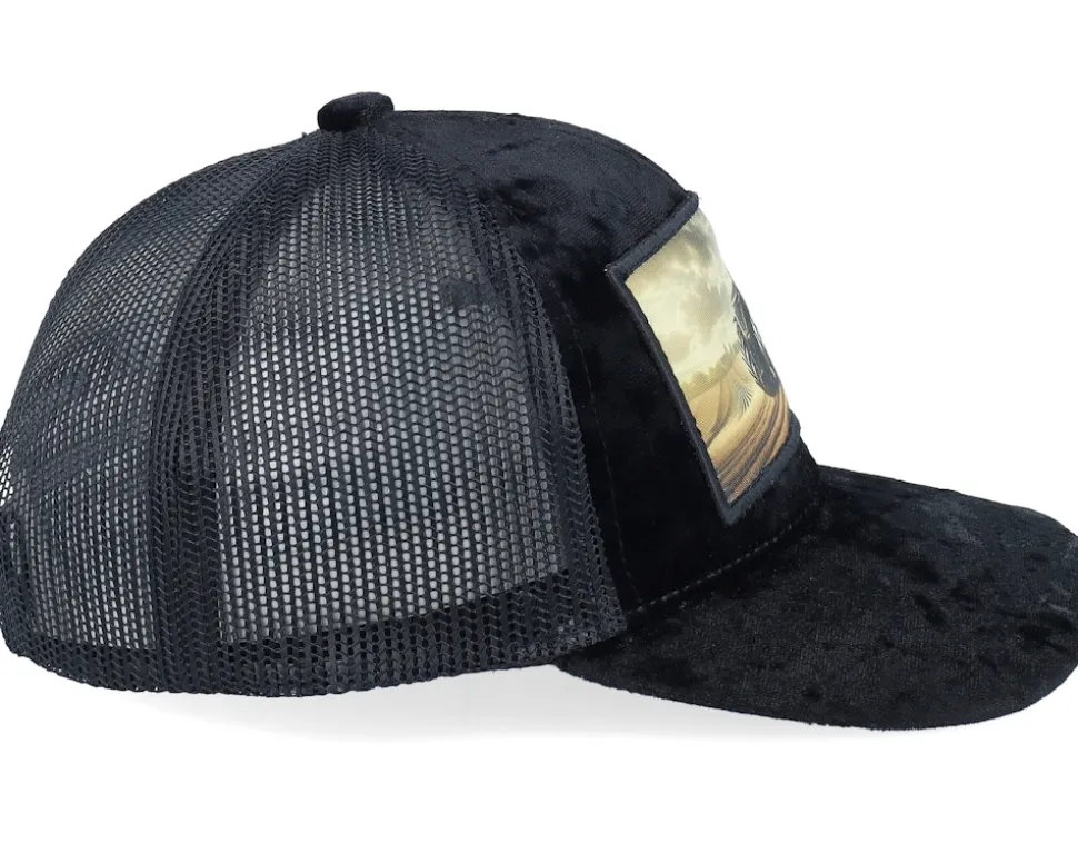 Kids Farming Tractor Patch Velvet Black Trucker - Kiddo Cap
