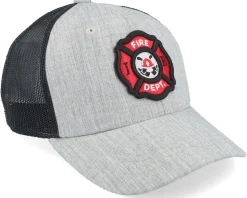 Kids Fire Fighter Junior 3d Patch Heather Grey/Black Trucker - Kiddo Cap