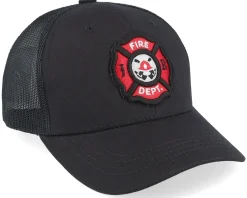 Kids Fire Fighter Junior 3d Patch Black Trucker - Kiddo Cap
