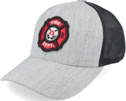 Kids Fire Fighter Junior 3d Patch Heather Grey/Black Trucker - Kiddo Cap