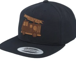 Kids Fire Truck Engraved Black Snapback - Kiddo Cap