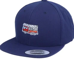 Kids Fire Truck Navy Snapback - Kiddo Cap