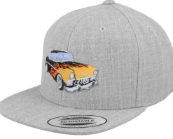 Kids Flaming Car Heather Grey Snapback - Kiddo Cap