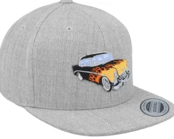 Kids Flaming Car Heather Grey Snapback - Kiddo Cap