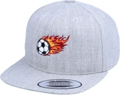 Kids Flaming Football Heather Grey Snapback - Forza