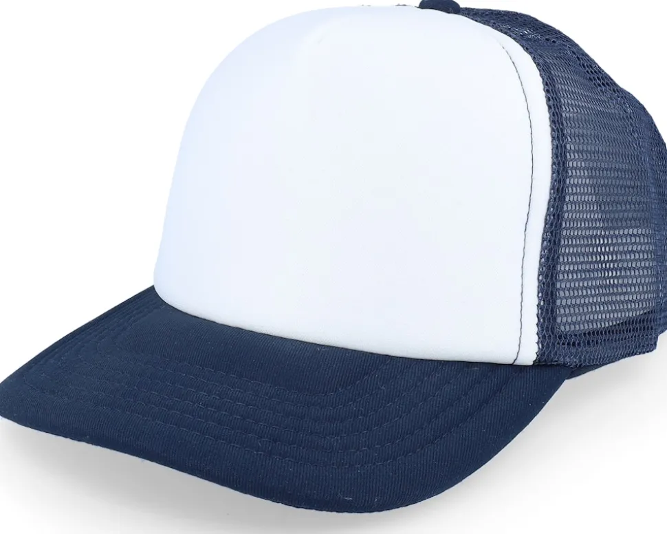 Kids French Navy/White Vintage Foam Trucker - Beechfield