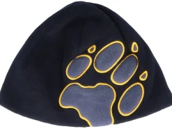 Kids Front Paw Black Beanie - Jack Wolfskin