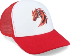 Kids Geometry Dragon Red/White Foam Trucker - Kiddo Cap