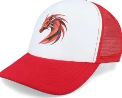 Kids Geometry Dragon Red/White Foam Trucker - Kiddo Cap