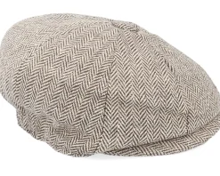 Kids Herringbone Infant Newsboy Brown Flat Cap - Jaxon & James