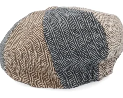 Kids Herringbone Infant Patch Newsboy Beige/Black/Brown Flat Cap - Jaxon & James