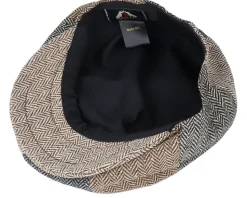 Kids Herringbone Infant Patch Newsboy Beige/Black/Brown Flat Cap - Jaxon & James