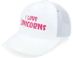 Kids I Love Unicorns Youth White Velvet A-frame Trucker - Unicorns