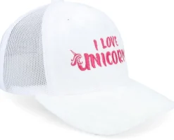 Kids I Love Unicorns Youth White Velvet A-frame Trucker - Unicorns