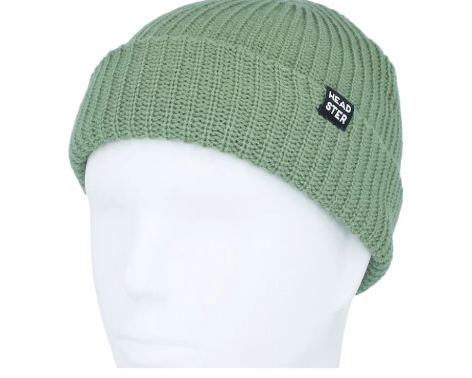 Kids Minimal Beanie Hedge Green Cuff - Headster