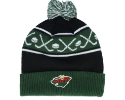 Kids Minnesota Wild Face-off Cuff Pom Beanie Fir/Black Pom - Outerstuff