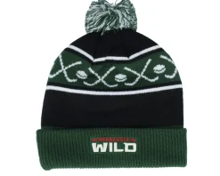 Kids Minnesota Wild Face-off Cuff Pom Beanie Fir/Black Pom - Outerstuff