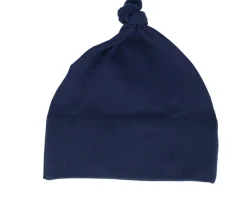 Kids Navy One-knot Engraved Suede Patch Beanie - Babybugz