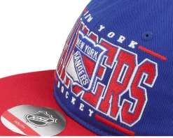 Kids New York Rangers Logo Flatbrim Rush Blue/Red Snapback - Outerstuff