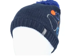 Kids Paw Knit 1 Cap Night Blue Pom - Jack Wolfskin
