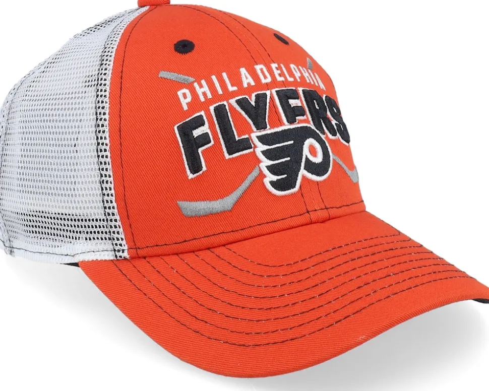 Kids Philadelphia Flyers Lockup Meshback Burnt Orange/White Trucker - Outerstuff