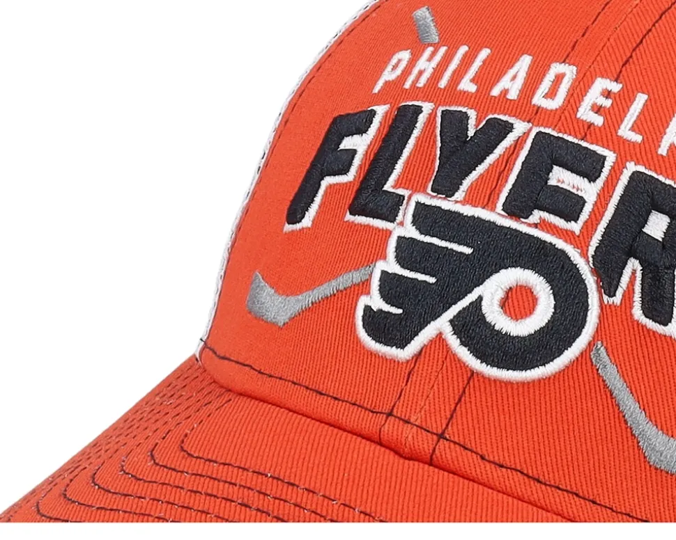 Kids Philadelphia Flyers Lockup Meshback Burnt Orange/White Trucker - Outerstuff
