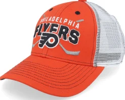 Kids Philadelphia Flyers Lockup Meshback Burnt Orange/White Trucker - Outerstuff