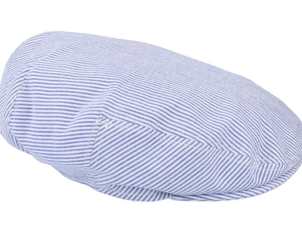 Kids Philip Seersucker Blue Flat Cap - CTH Ericson