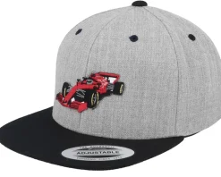 Kids Red Racing Car Heather Grey/Black Snapback - Kiddo Cap