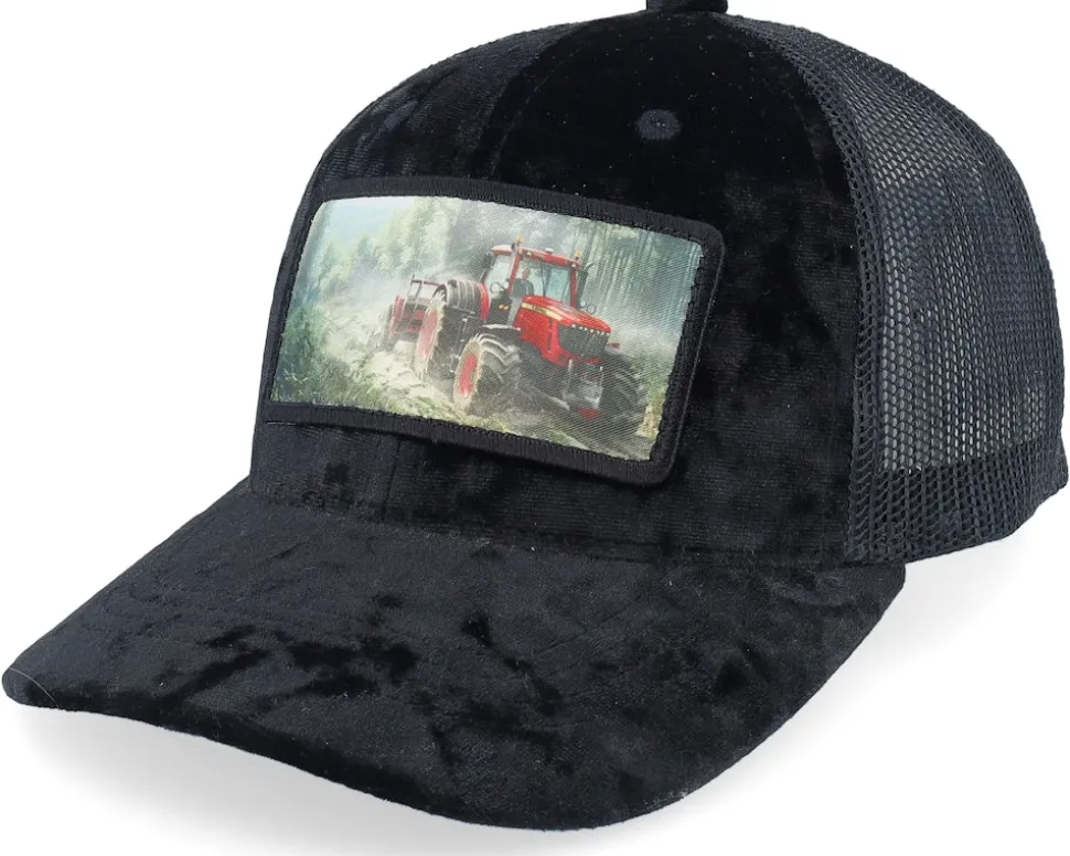 Kids Red Tractor Velvet White/Black A-Frame Trucker - Calza Pennello
