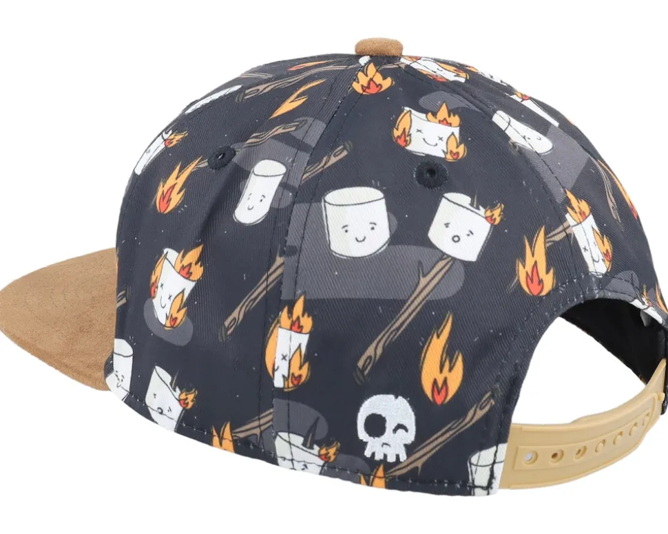 Kids Roasted By La Charbonne Print Black/Brown Snapback - Headster