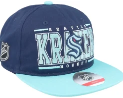 Kids Seattle Kraken Logo Flatbrim Cap Traditional Navy/Mint Snapback - Outerstuff