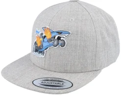 Kids Shark Drag Car Kids Heather Grey Snapback - Kiddo Cap